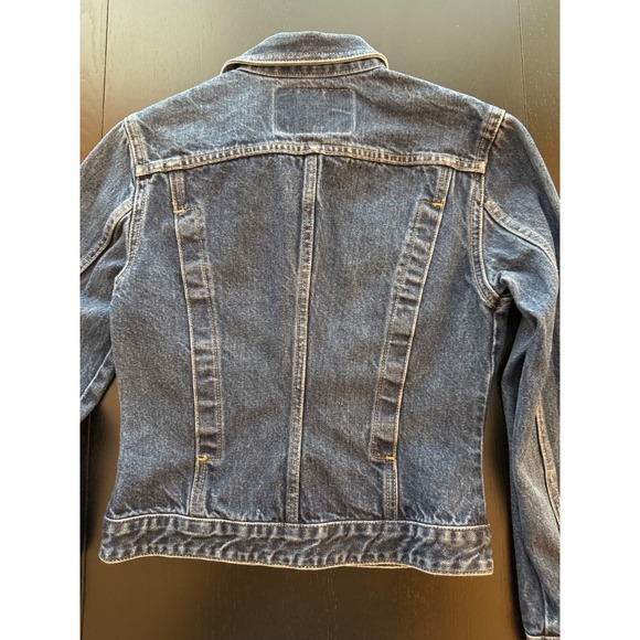 GUESS Jeans Cropped Denim Jacket Womens Small‎ Dark Wash Motorcycle Trucker Y2K - Picture 10 of 16